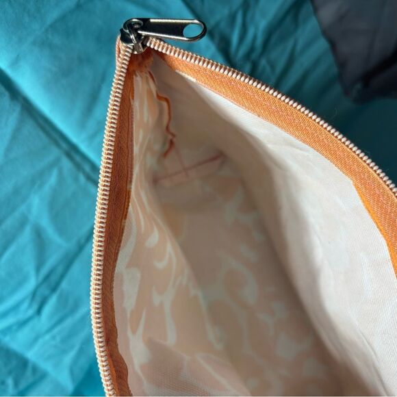 Pink Floral & Orange Scroll Canvas Bag Pouch See Pics for Measurements - Picture 6 of 9